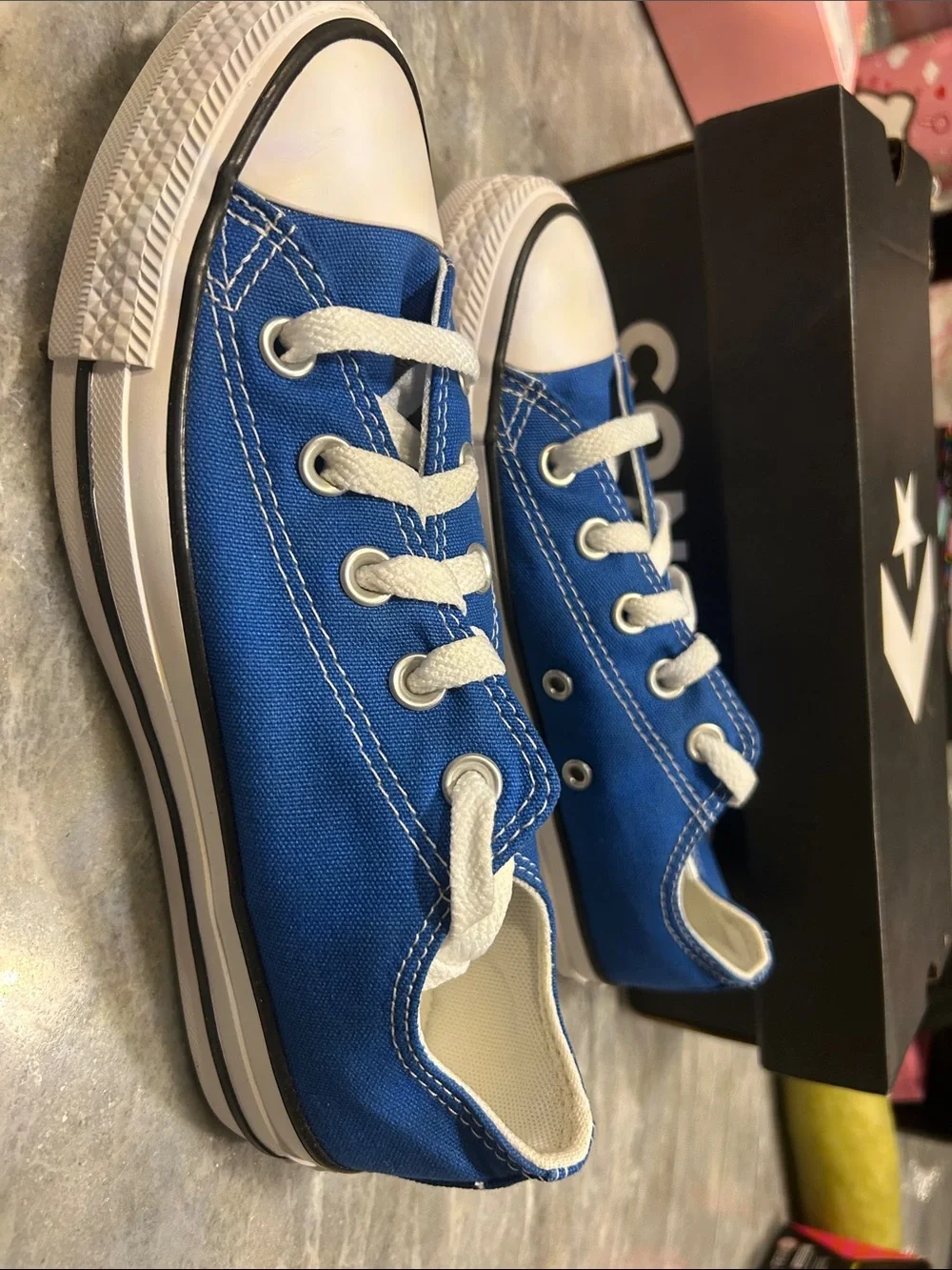 Converse Kids Blue Low Top Canvas Sneakers with White Accents